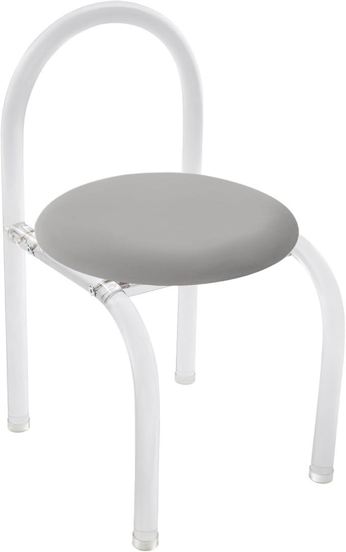 Modern Minimalist Acrylic Chair Clear Vanity Stool with Back and Cushion Small Accent Chair for Makeup Room Living Room Dining Room