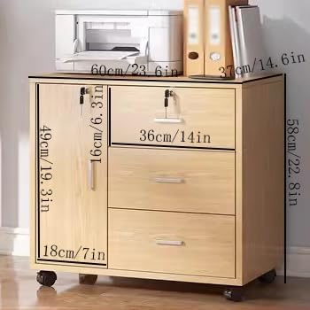 Filing Cabinet Filing Cabinet Wooden Low Cabinet Three Drawers with One Storage Cabinet Filing Cabinet Lockable Storage Office Filing with Removable Rollers File Storage Cabinets ( Color : Brown )