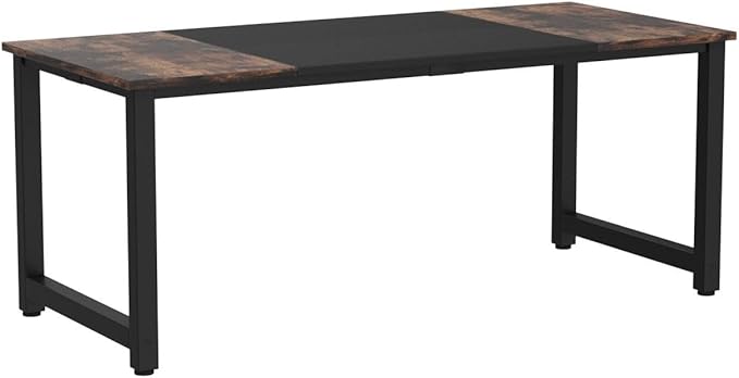 Tribesigns 70.8”Executive Desk Large Office Computer Desk with Thicken Frame Modern Simple Workstation Business Furniture for Home Office Rustic Brown/Black