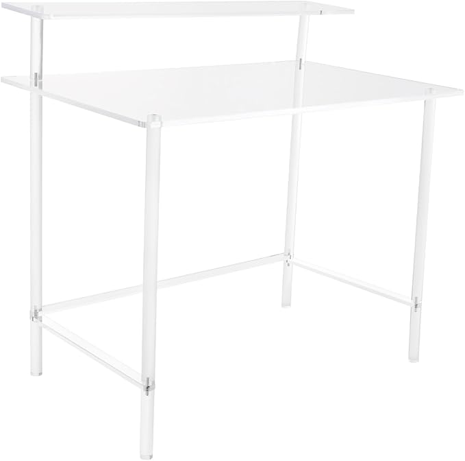 Acrylic Desk 2-Tier Home Office Desk with Monitor Stand Laptop Study Table Home Office Console Table 31.5 * 19.69 * 34.65in