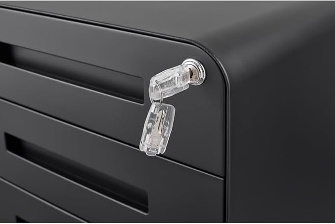 Modern 3-Drawer Mobile Filing Cabinet with Lock for Office or Home Use – Metal Storage Organizer for Letter Legal &amp A4 Files (YH-Black)