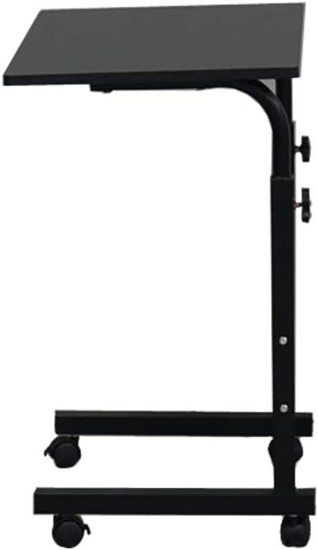 Side Mobile TableComputer Desk with Wheels Height Adjustable Rolling Potable Laptop Cart C-Shaped Bed Couch End Tables for Living Room Bedroom (Black S with Baffle)