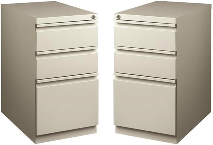 Home Square 2 Piece Mobile Pedestal Filing Cabinet Set with 3 Drawer in Gray