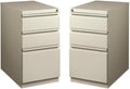 Home Square 2 Piece Mobile Pedestal Filing Cabinet Set with 3 Drawer in Gray