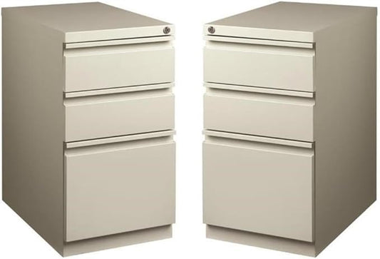 Home Square 2 Piece Mobile Pedestal Filing Cabinet Set with 3 Drawer in Gray