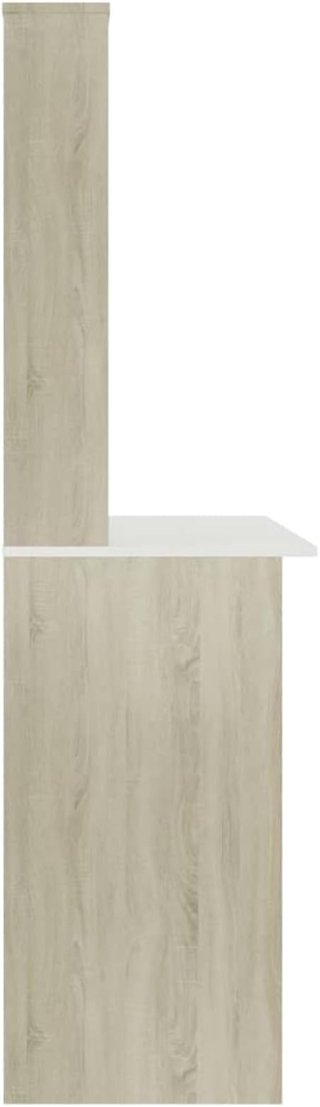 Desk with Shelves Desk with Storage Computer Desk with Storage Bookshelf Desk Work Desk for Home Office Desk and Bookshelf Set White and Sonoma Oak 43.3x17.7x61.8 Engineered Wood
