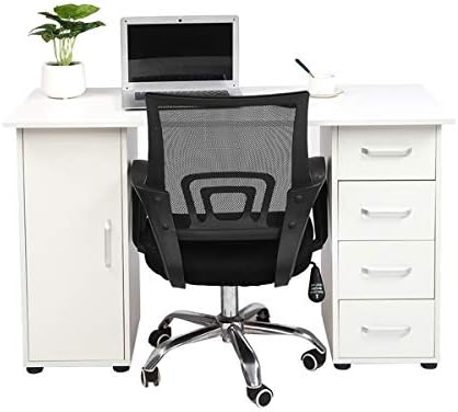 Computer Desk with 4 Drawers Home Office Desks Computer Desk with Drawer White Desk with Storage Door Office DeskWriting Desk Cabinet Writing Table Workstation for Home Office 47L x 21W x 29H
