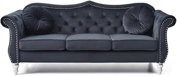 Glory Furniture Hollywood Velvet Sofa in Black