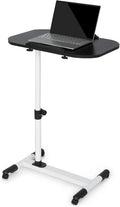 MoNiBloom Mobile Laptop Desk 360° Rotatable Panel Adjustable Height Desk Rolling Cart Ergonomic Table with Wheels for Home Office School Black