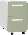 Laura Davidson Furniture Stockpile 2 Drawer Mobile File Cabinet with Lock - Under Desk Metal Filing Cabinet Legal/Letter File Folders Wheels and Stationary Feet Pre-Assembled Sage Green