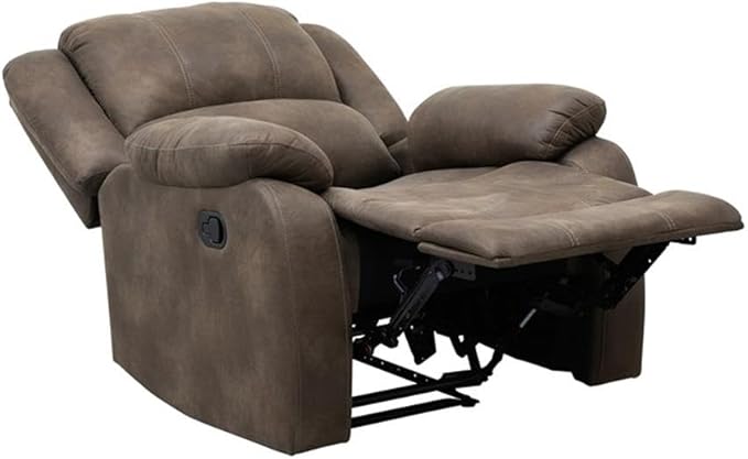Lexicon Fairview Polished Microfiber Upholstered Manual Recliner in Brown