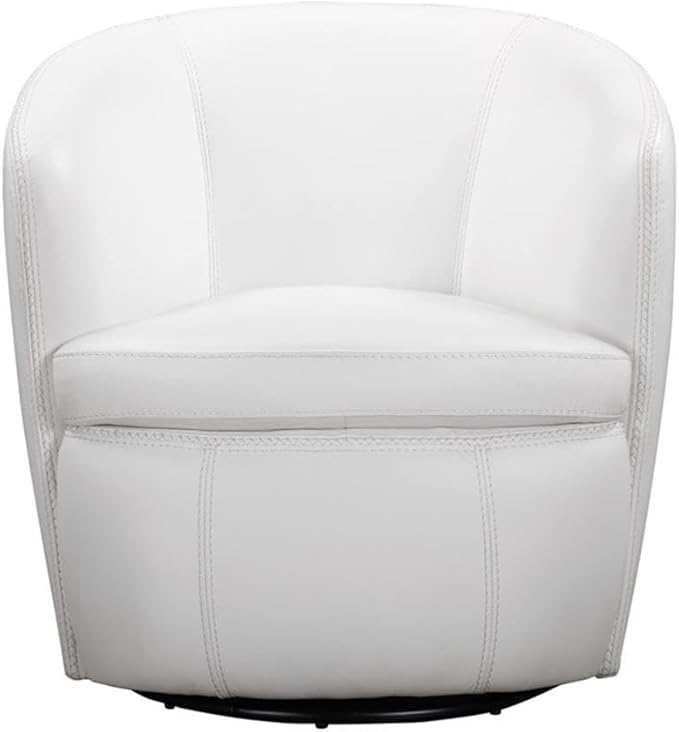 Pemberly Row Set of 2 Snow All Italian Leather Swivel Club Chair