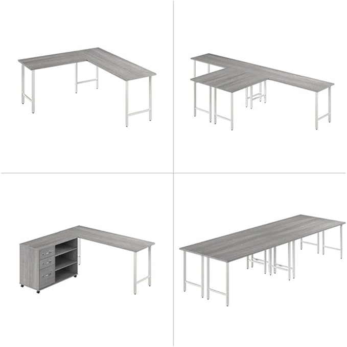 Bush Business Furniture Hustle 72W x 24D Computer Desk with Metal Legs in Platinum Gray/White Modular Office Table for Home and Professional Workspace