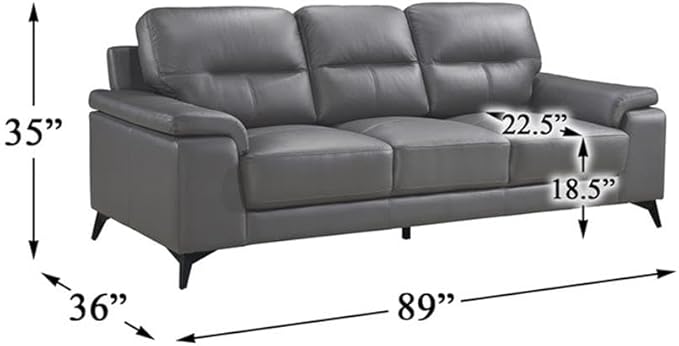 Lexicon Mischa Leather Match Sofa in Dark Gray