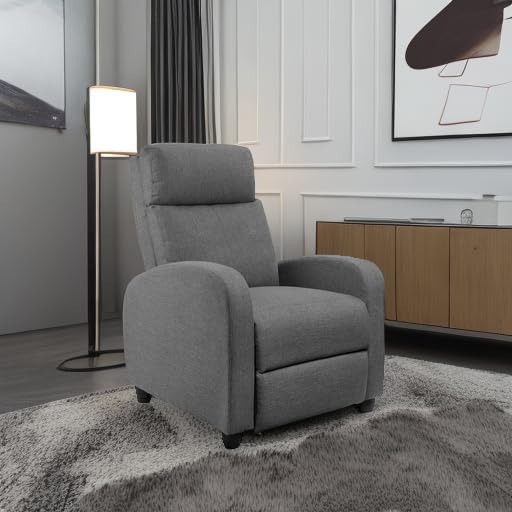 JUMMICO Recliner Chair Adjustable Home Theater Single Recliner Sofa Furniture with Thick Seat Cushion and Backrest Modern Living Room Recliners (Fabric Aurora Grey)