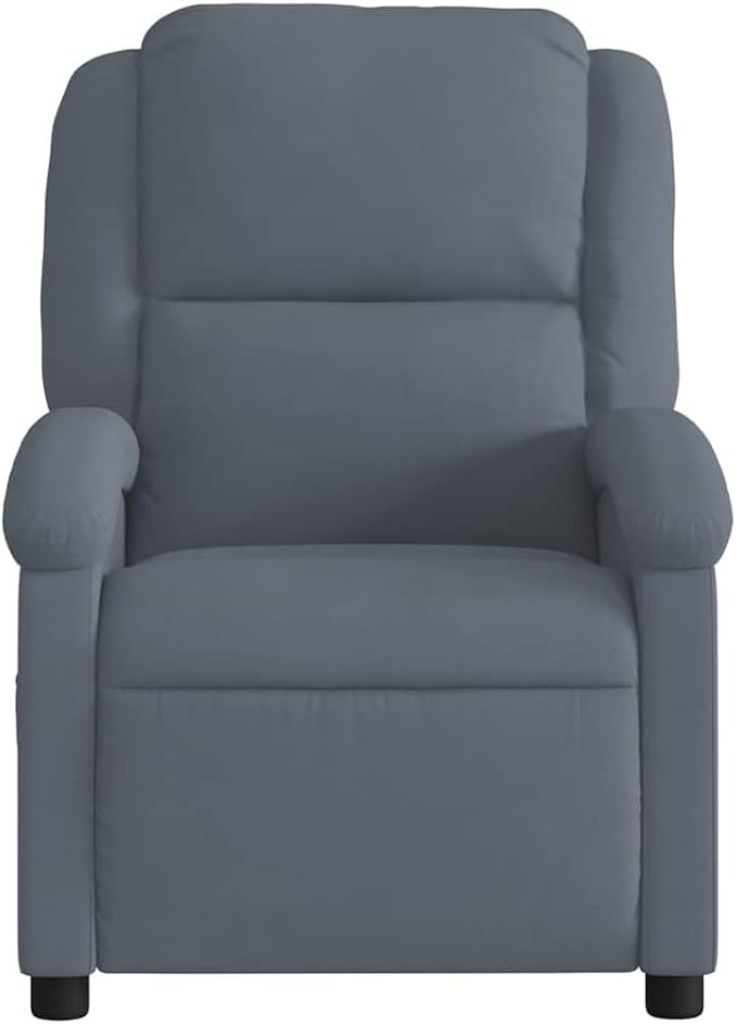 vidaXL Dark Gray Velvet Manual Massage Recliner-Comfortable Seating with Side Pocket Sturdy Frame and 6-Point Vibration Massage for Living Room/Lounge