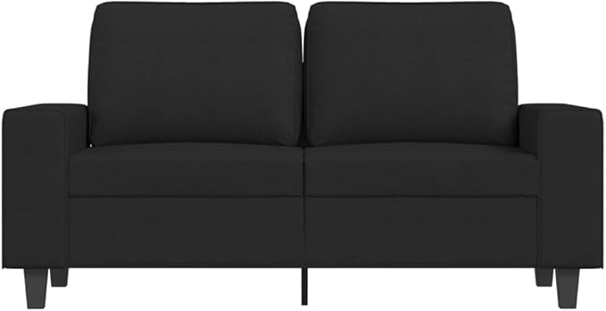vidaXL Modern Fabric 2-Seater Sofa Comfortable Lounging Couch with Thick Padding Breathable Polyester Upholstery Sturdy Metal Frame for Home Office Living Room - Black