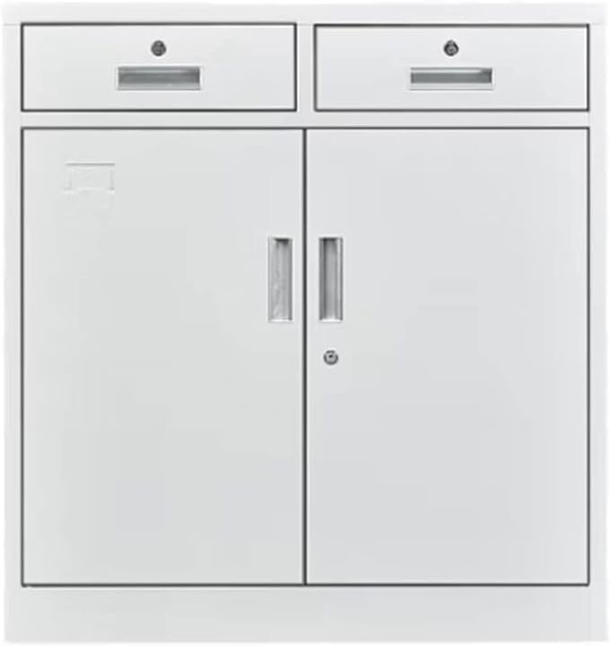 Metal Cabinet with Lock Steel File Cabinet 2 Drawers Low Cabinet with Lock Small Storage Cabinet Office Steel Cabinet (1.4mm)