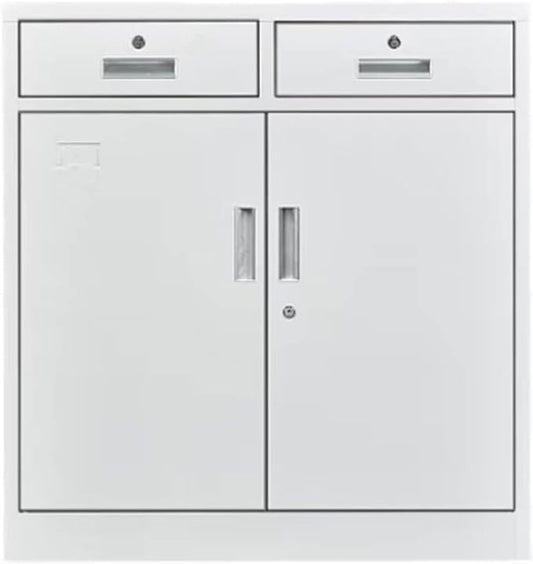Metal Cabinet with Lock Steel File Cabinet 2 Drawers Low Cabinet with Lock Small Storage Cabinet Office Steel Cabinet (1.2mm)