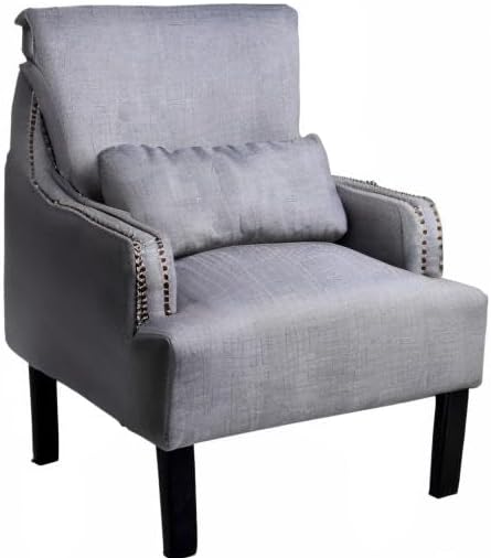 Pima Collection Contemporary Fabric Upholstered Nailhead Trim Living Room Club Accent Chair Grey
