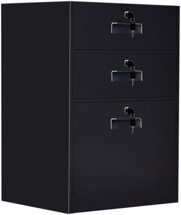 Three-Drawer File Cabinet Metal Desk Side Cabinet Simple Bedside Cabinet Office File Cabinet Filing Cabinet (Color : 1) (B)