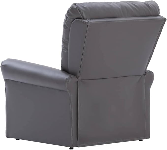 vidaXL Reclining Chair Leather Reclining Chair for Living Room Wingback Recliner Chair with Adjustable Foot and Backrest Gray Faux Leather