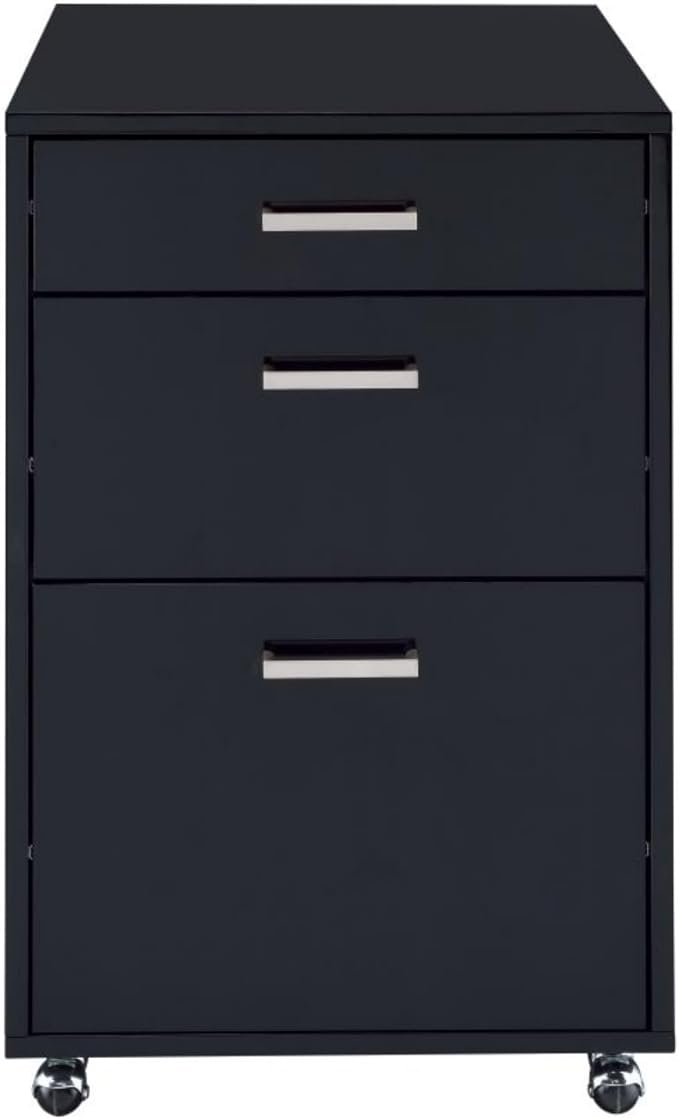 Hassyee High Gloss Rectangular File Cabinet with 3 Drawers Home Office Spacious Filing Cabinets for Entryways or Any Workspace Easy Installation (Black)
