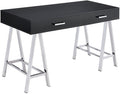 Acme Coleen 2-Drawer Metal Home Office Desk in Black and Chrome