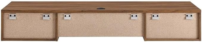 Modway Render Wall Mount Particleboard and Wood Office Desk in Walnut