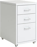 ELEFOCUS Metal Mobile File Cabinet with Wheels - 3-Drawer Filing Cabinet Under Desk for Home/Office(Color:White)