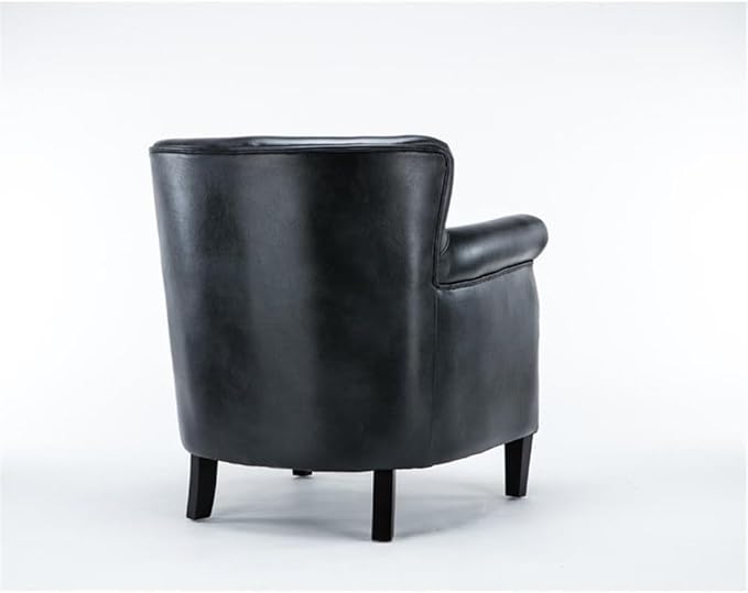 Pemberly Row Contemporary Accent Chair Charcoal Faux Leather Upholstery Sturdy Wood Frame Nailhead Trim Solid Wood Legs No Assembly Required Living Room or Office Club Chair