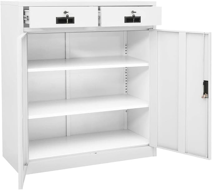 Office CabinetStorage Cabinet Steel Office Storage File Cabinet Storage Cabinet for Home Office Garage for Bedroom Living Room White 35.4x15.7x40.2 Steel