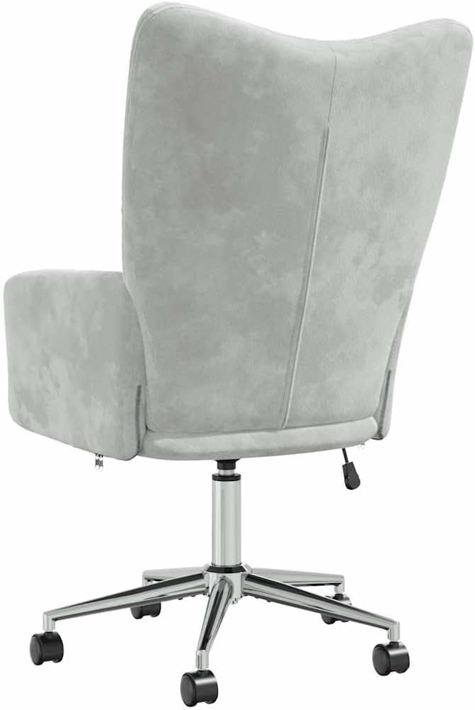 vidaXL Relaxing Chair - Light Gray Velvet Upholstered Armchair with Adjustable Height and Swivel Function for Home/Office Use 328161