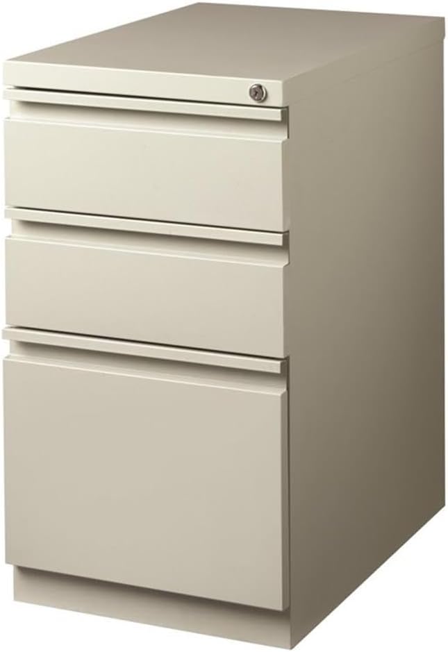 Hirsh 23-in Deep Mobile Pedestal 3-Drawer Box/Box/File. Full Width Pull. Gray