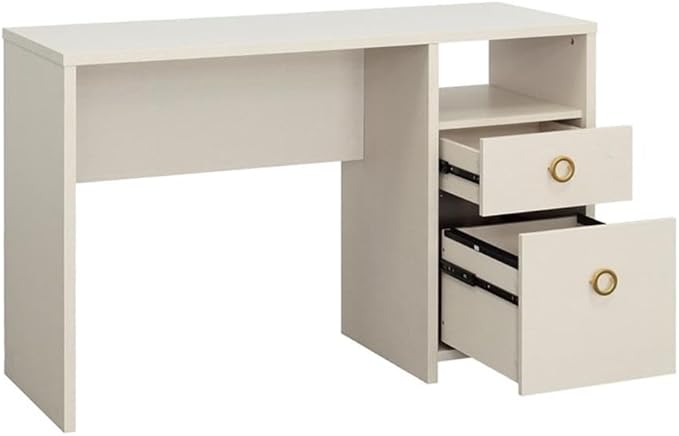 Sauder Grand Coast Engineered Wood Desk in Dove Linen/Off White Finish