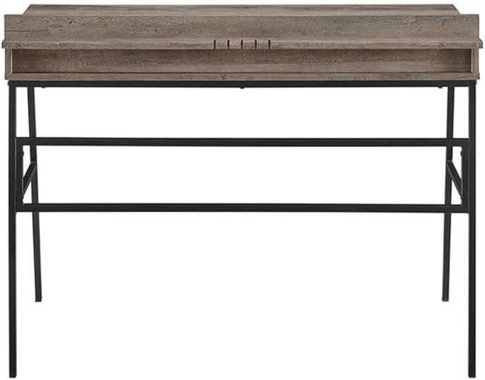 UrbanPro 42 Engineered Wood Writing Desk Gray Wash Finish 3 Angled-Front Drawers Metal Legs Cord Management Compact Home Office Desk for Craft or Work Space