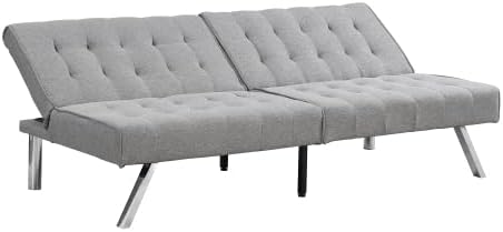 Convertible Futon Sofa Bed Modern 68'' Fabric Sleeper Couch for Living RoomGuest Bed Adjustable Backrest Upholstered Recliner Chair Loveseat for Compact Small Space Living Room (Gray New)