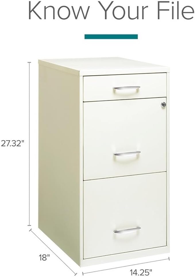 Scranton &amp Co Set of 2 18 D 3-Drawer Metal Filing Cabinet with Pencil Drawer