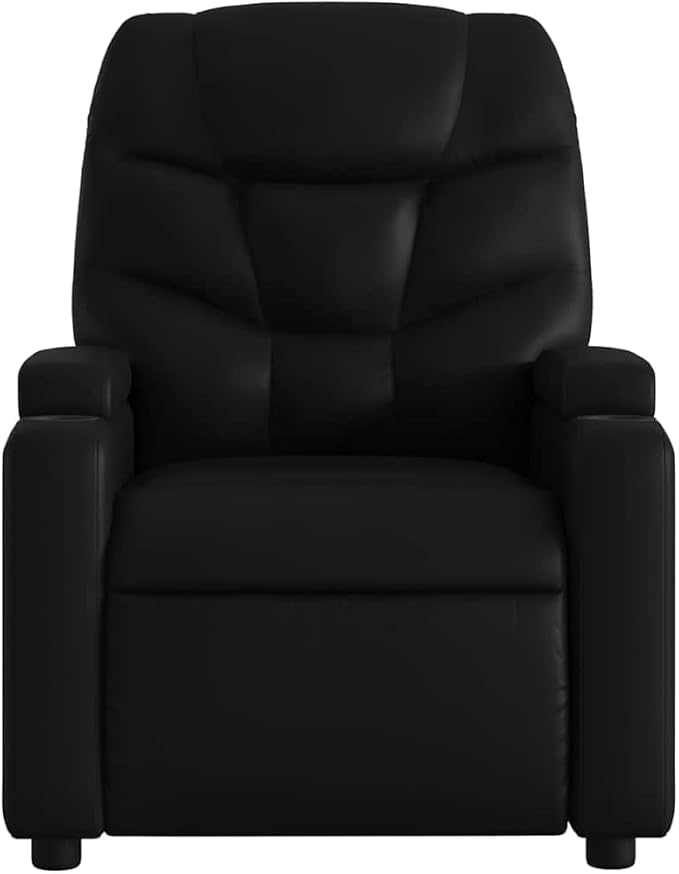 Electric Massage Recliner Chair Black Faux Leather 6-Point Vibration USB Power Adjustable Reclining Sofa for Living Room Comfortable Reading Lounge