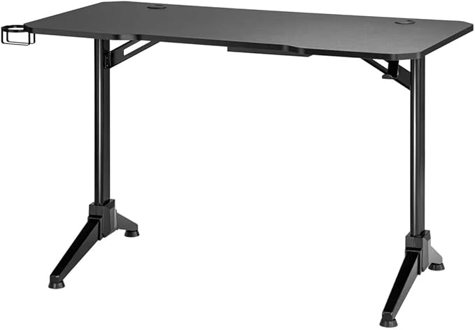 Monoprice Home Office Steel Frame Computer Desk - Black with Solid-Core 4-Foot Desktop and Accessory Attachments Workstation Study Table - Workstream Collection