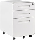 FLEXISPOT Metal File Cabinet for Under Desk Storage Mobile 3 Drawer File Cabinet Round Corner Design Filing Cabinets for Home OfficeWhite