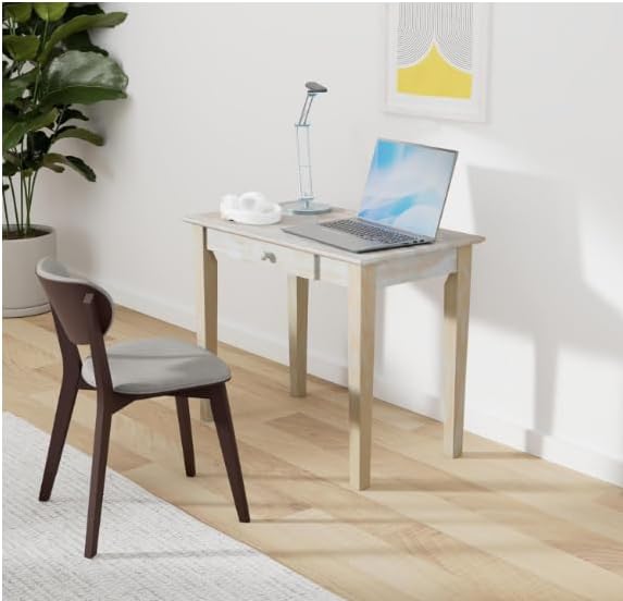 Unfinished Solid Parawood Writing Table 36W x 20D x 30H Eco-Friendly Home Office Desk with Drawer Paint or Stain It Your Way Reception Desk School Desk Office Furniture for Small Spaces