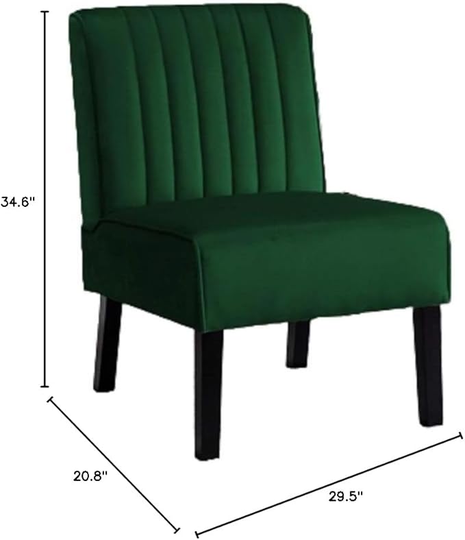 Reeso Mid Century Modern Accent Chairs Set of 2 with Minimalist Design Elegant Velvet Upholstery and Solid Wood Legs Ideal for Living Room or Bedroom Pine Green