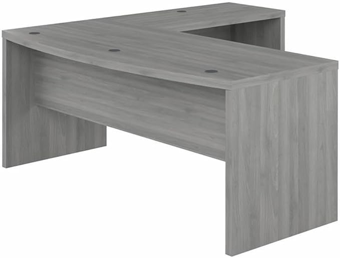 Bush Business Furniture L Shape Desk with Wire Management | Echo Collection Corner Bow Front Table for Home Office with Quick-to-Assemble Hardware | 72Wx77Lx30H