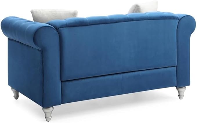 Glory Furniture Raisa Velvet Loveseat in Navy Blue