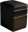BOWERY HILL 2-Drawer Metal Mobile Filing Cabinet 23.75 in H Black Finish Includes Seat Cushion Hidden Casters Letter-Size Hanging File Storage Commercial Office Furniture