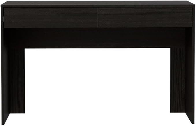 Modern Writing Desk for Home Office Compact Computer Desk with Two Drawers Black