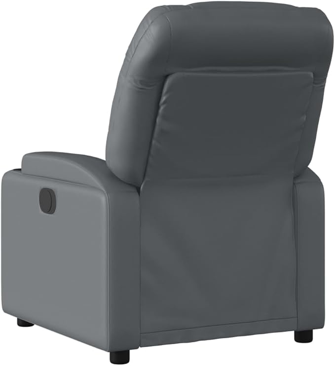vidaXL Massage Recliner Chair - Gray Faux Leather Manual Reclining 6-Point Vibration Cup Holders Living Room Seating