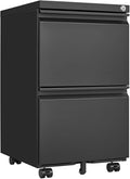3-Drawer Mobile Filing Cabinet with Lock Metal Filing Cabinet to be Installation Required (2 Drawer Black)