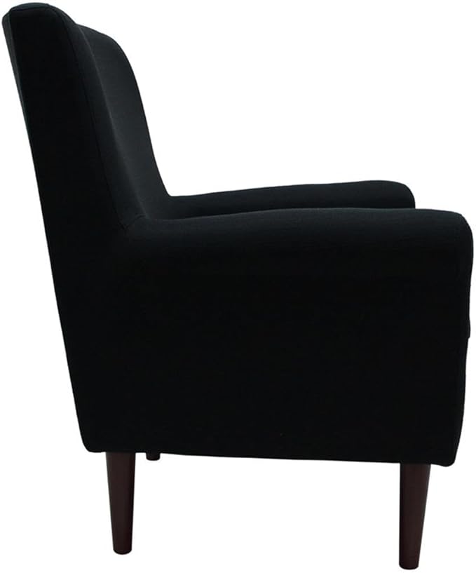Pemberly Row Rolled Arm Lounge Chair Navy Blue Fabric Upholstery 35 H x 28 W x 30 D Contemporary Accent Chair for Living Room or Bedroom